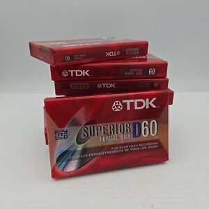 TDK D60‎ Cassette Tapes Lot of 8 High Output Low Noise Dynamic Performance